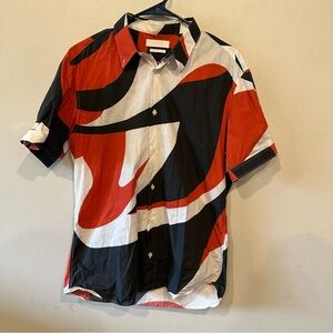 Alexander McQueen abstract geometric multicolored red black white button up